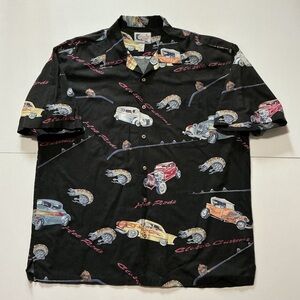 Vintage Bluewater Wear Hot Rods Classic Cars Racing Hawaiian Button S/S Shirt